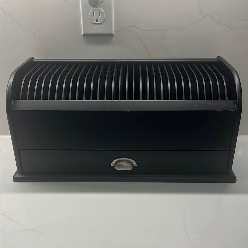 Black Wooden File Organizer desktop monthly bill/letter sorter 31 slots w/drawer